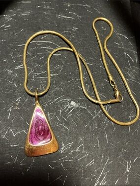 Vintage Gold Necklace with Purple enamel